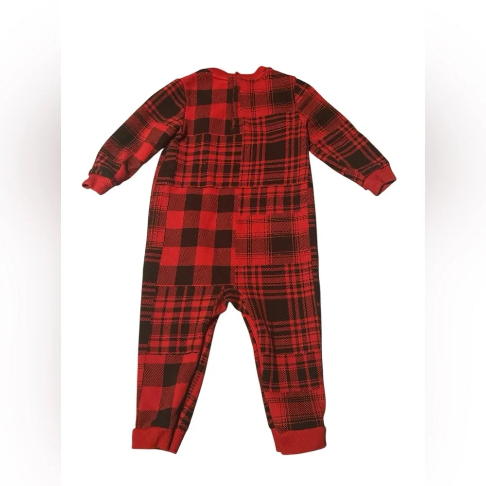 Ralph Lauren Plaid Christmas One Piece Snap Button Closure Long Sleeve Size 12M